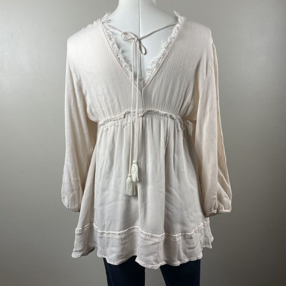 By Together Size Small Ivory western festival Boho Embroidery Mini Dress Tunic - Picture 6 of 12